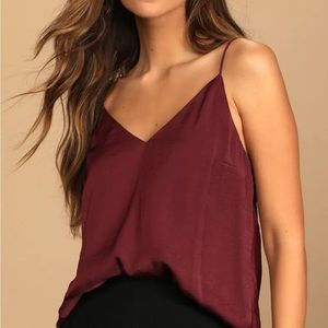 Lulus, Twist the Tale, Plum Purple, Satin, Twist Back Tank Top, Size Small